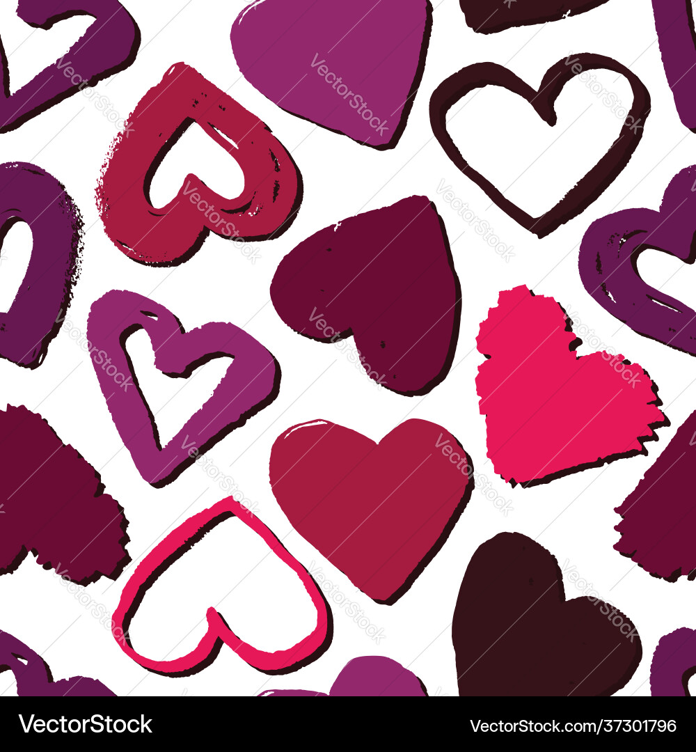 Seamless pattern with hearts abstract background vector image