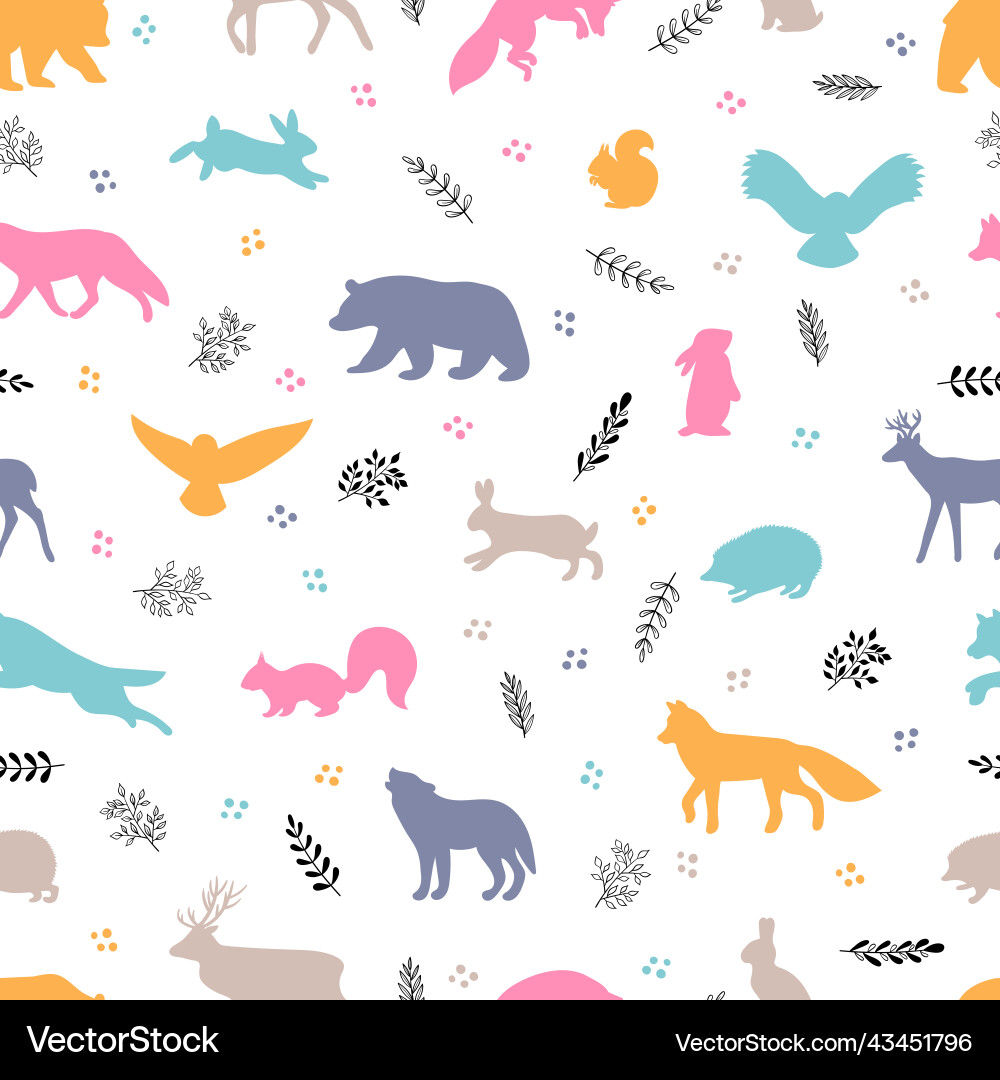 Seamless pattern with wild forest animals Vector Image