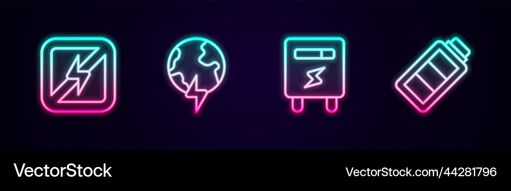 Set line no lightning global planet Set line no lightning global planet vector image