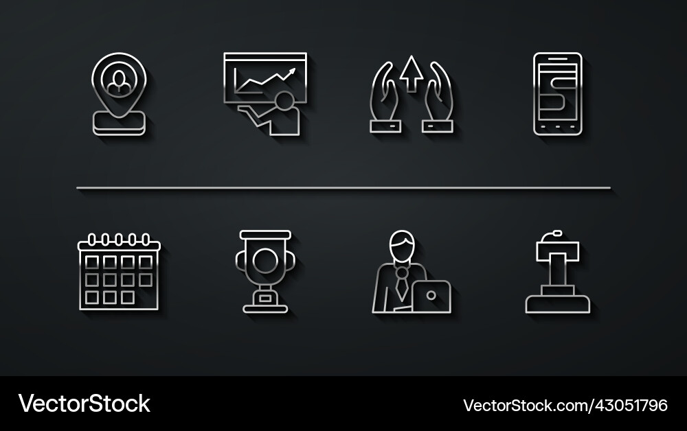 Set line worker location calendar chat messages Vector Image