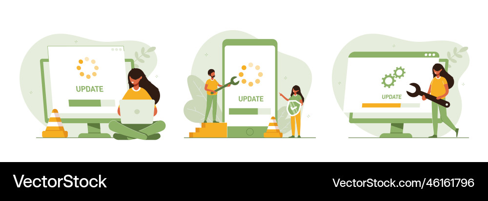 System- oder Web-Applikations-Upgrade-Verfahrenssatz System- oder Web-Applikations-Upgrade-Verfahrenssatz Vektorbild