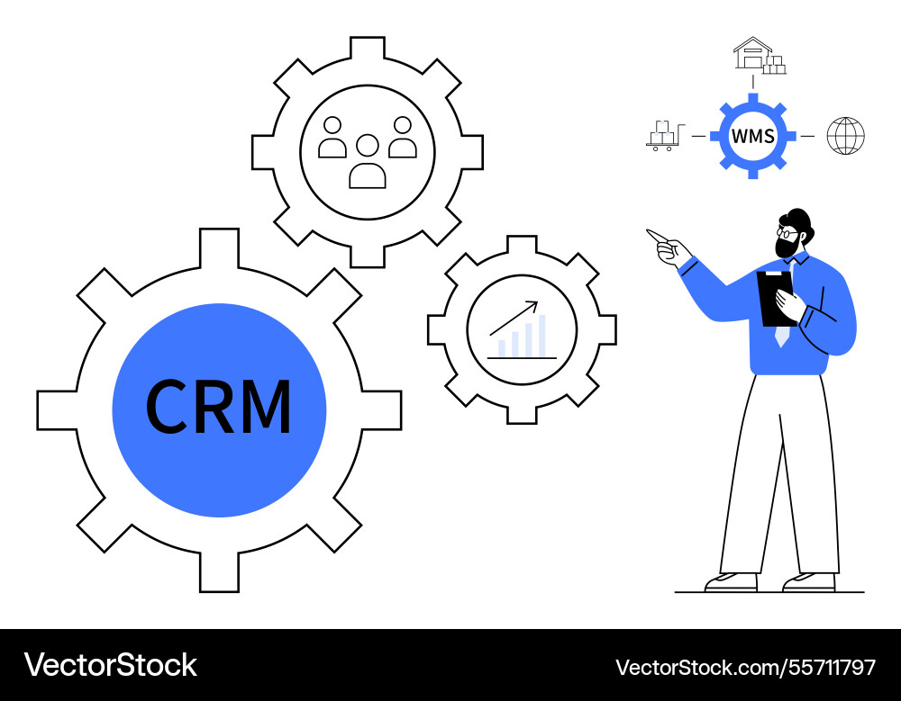 Business process automation with crm and wms Vector Image