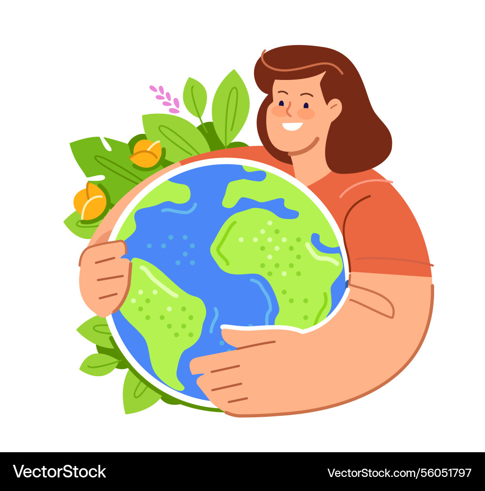 Caring for ecology of nature green world Caring for ecology of nature green world vector image