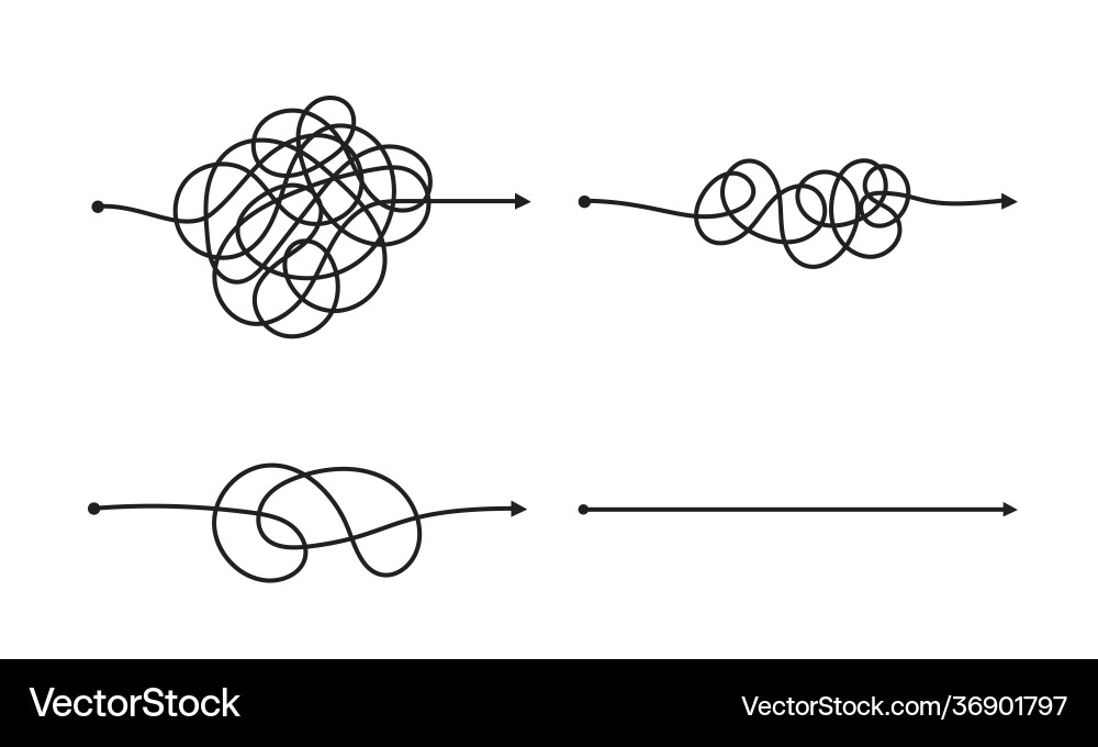 Complex and easy simple way from start to end vector image