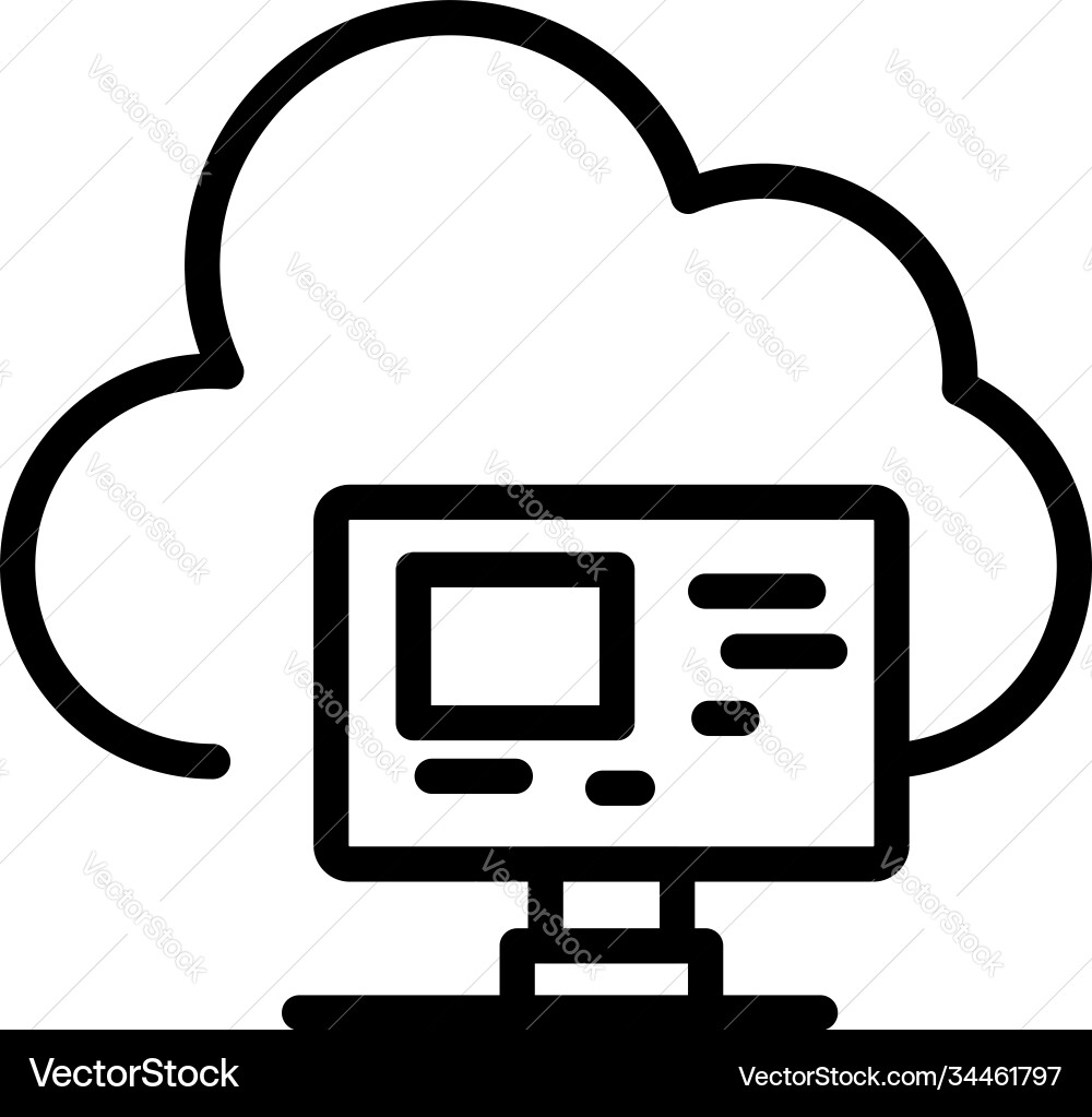 Computer data cloud icon outline style Computer data cloud icon outline style vector image