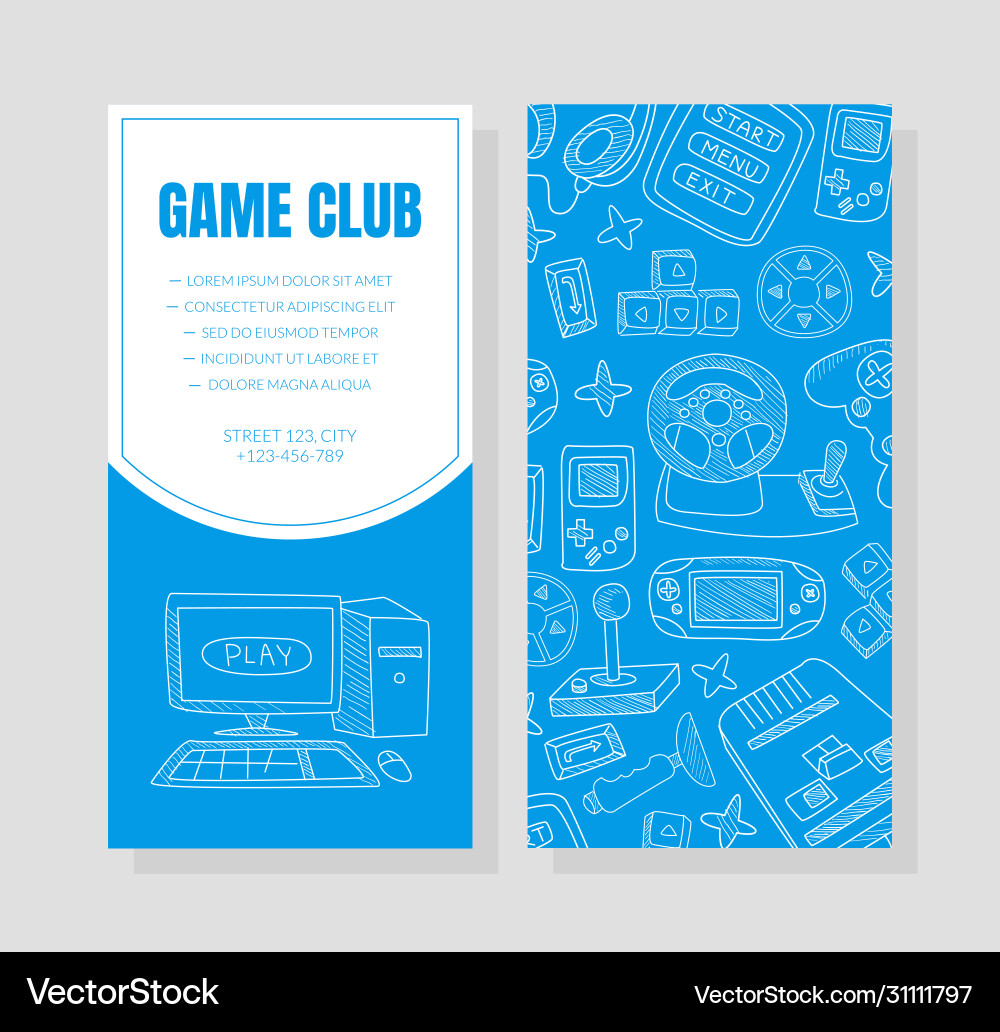 Flyer for a game club with pattern computer Flyer for a game club with pattern computer vector image