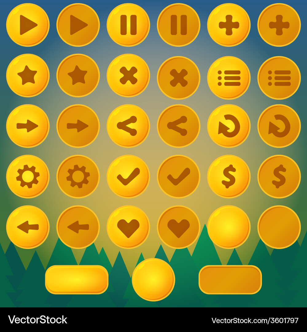 Game menu yellow ui buttons vector image