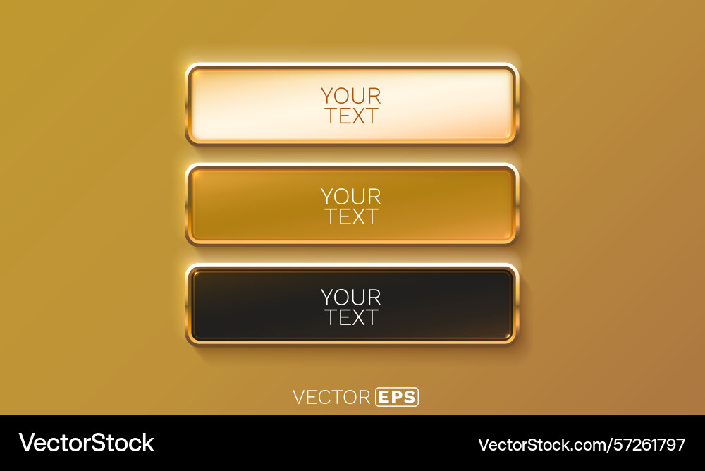 Golden frame label set color event bar button Golden frame label set color event bar button vector image
