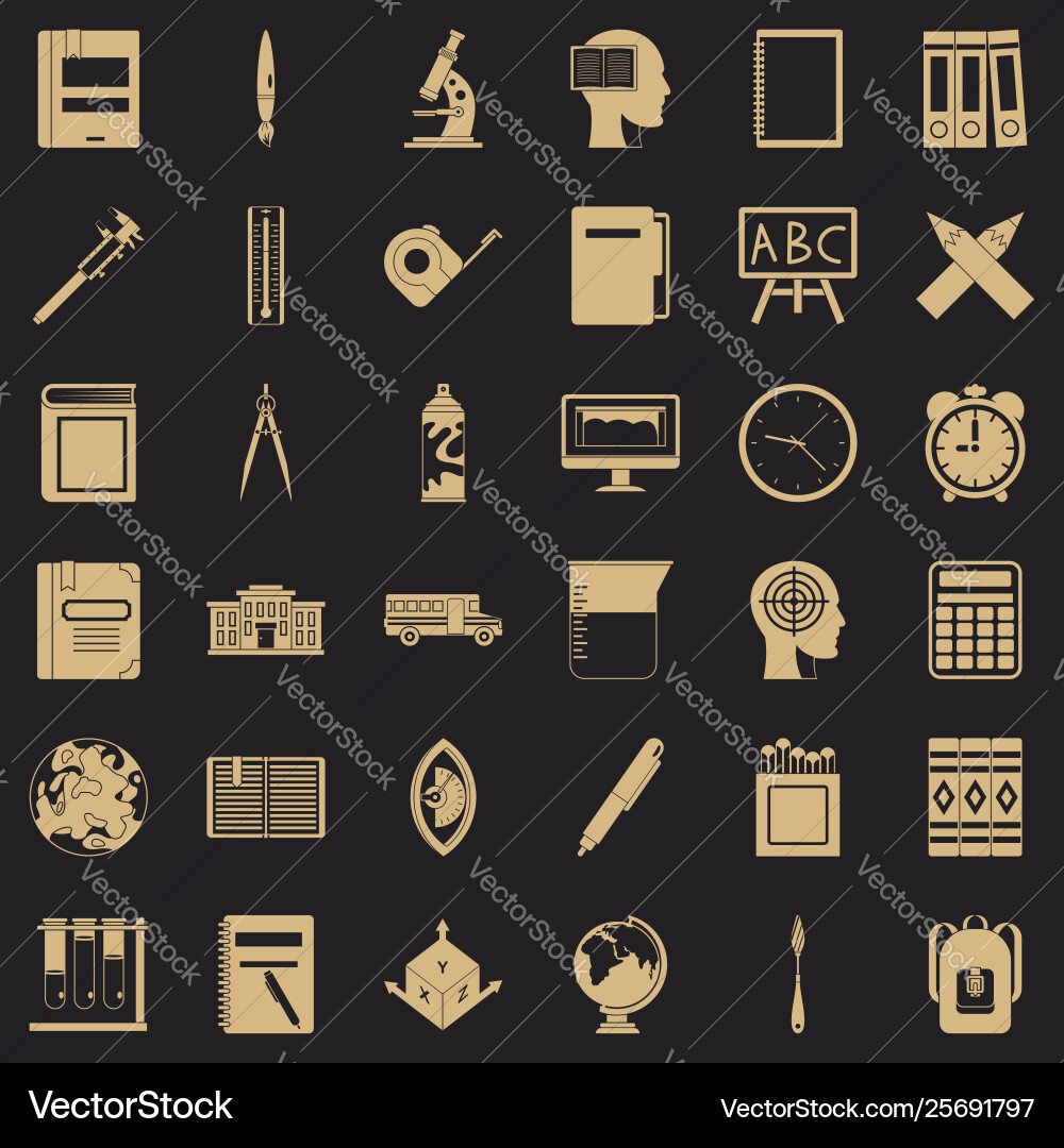 Learning icons set simple style Learning icons set simple style Vector Image