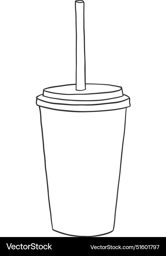 Line art disposable paper coffee cup Royalty Free Vector