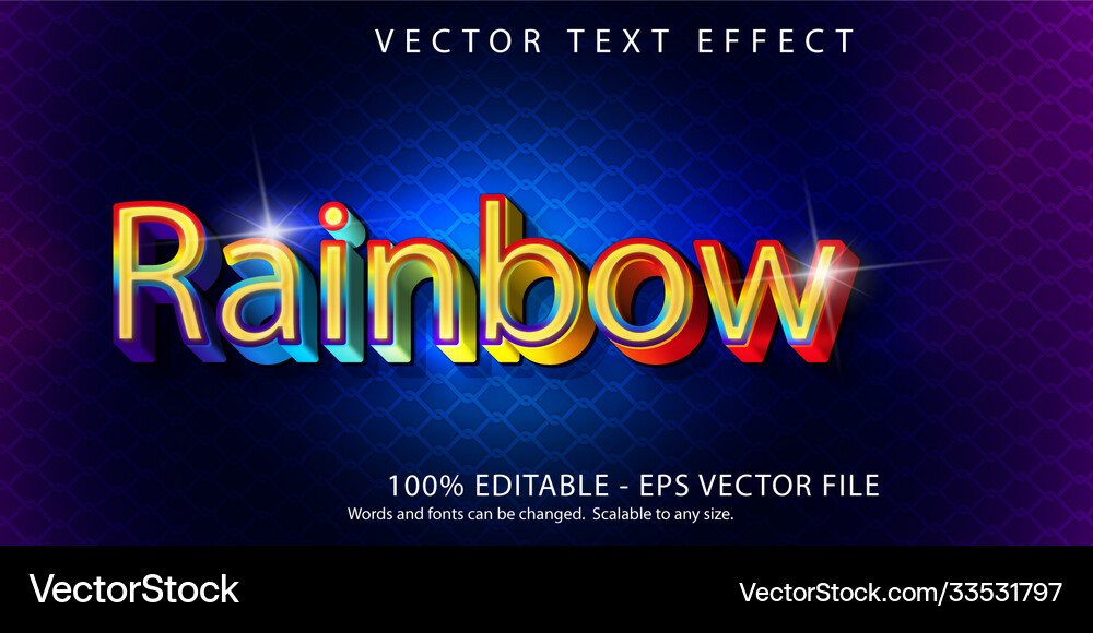 Rainbow text shiny colorful editable effect vector image