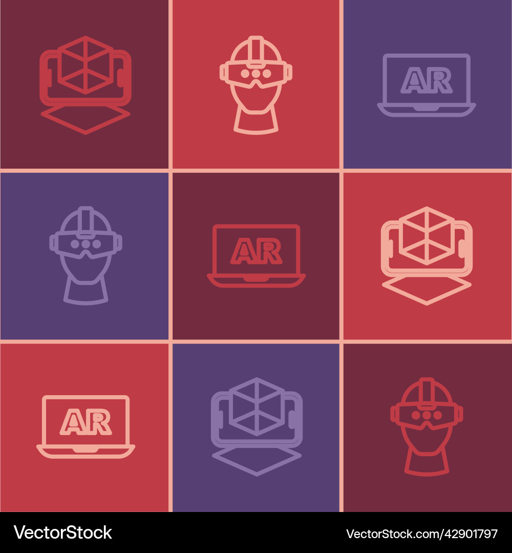 Set line 3d modeling augmented reality ar Set line 3d modeling augmented reality ar vector image