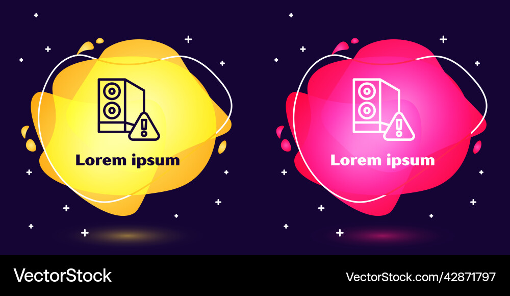 Set line case of computer with exclamation mark Set line case of computer with exclamation mark vector image
