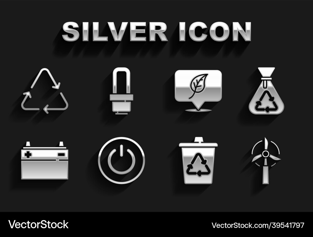 Set power button garbage bag with recycle wind Set power button garbage bag with recycle wind Vector Image
