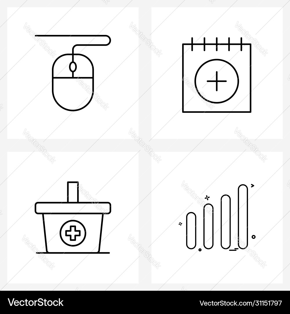 Stock icon set 4 line symbols for computer Vector Image