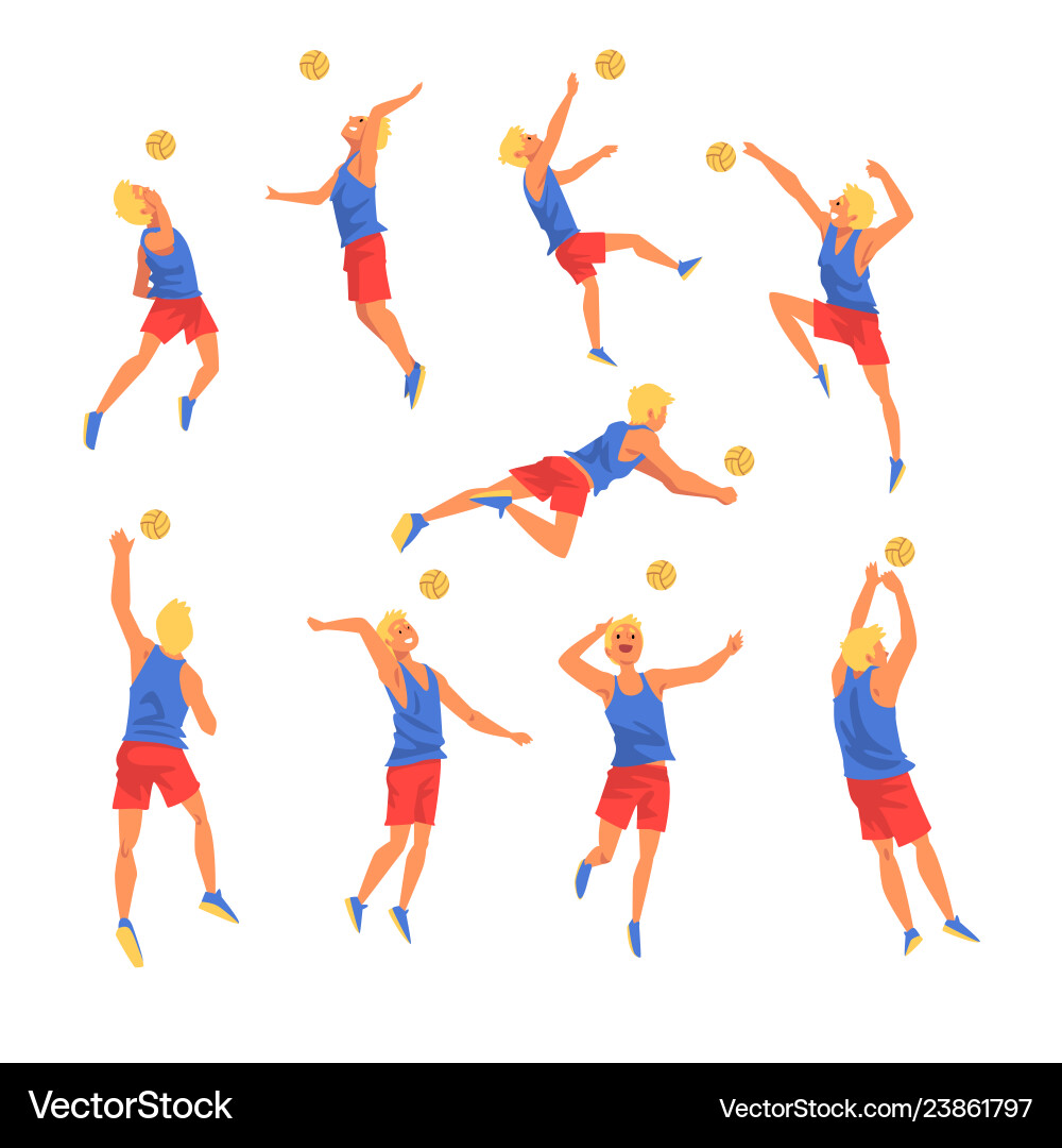 Volleyball Player in Action Vector Image