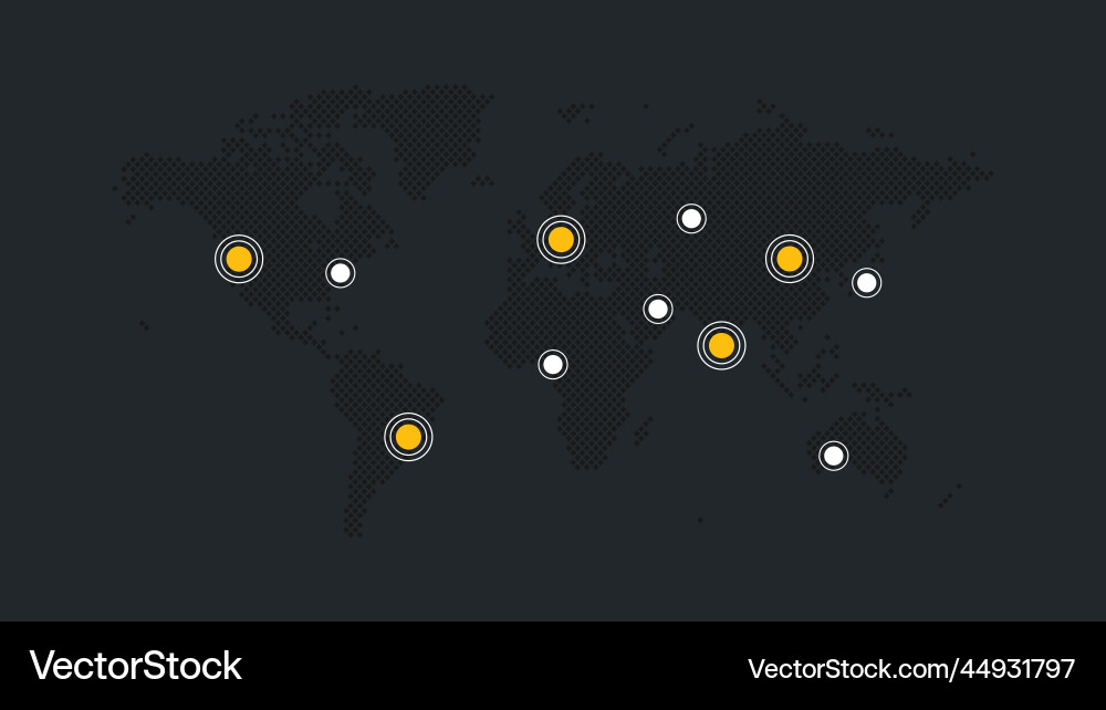 World icon with map pointers background for web Vector Image