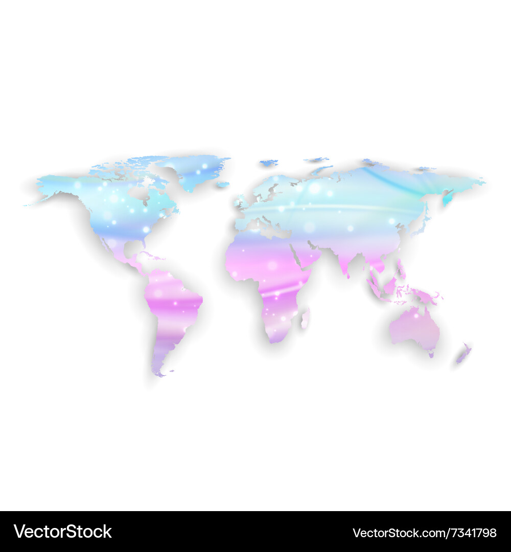 Beautiful world map with shadow on white Vector Image
