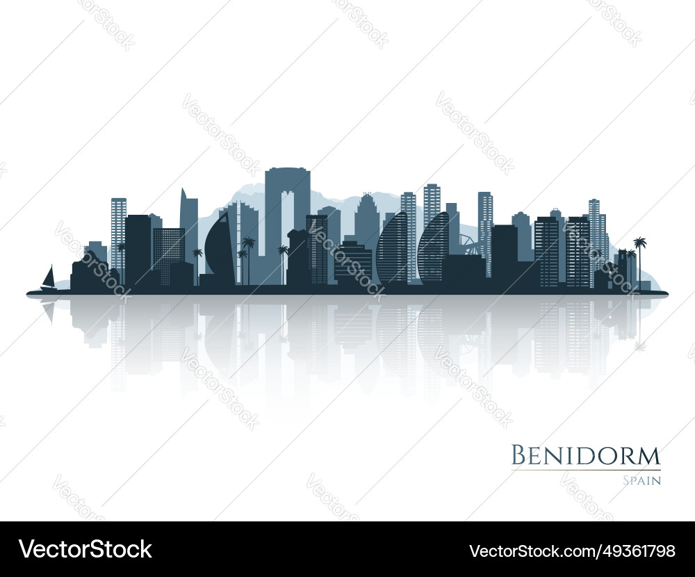 Benidorm Skyline Silhouette mit Reflexion Benidorm Skyline Silhouette mit Reflexion vektorbild