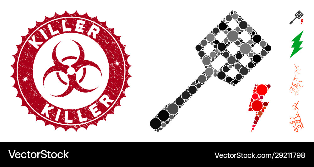Collage electric fly killer icon with grunge Vector Image