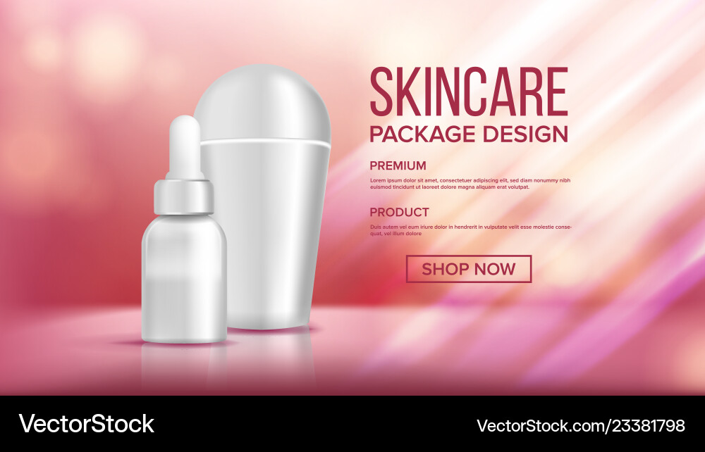 Cosmetic bottle package glossy bright Cosmetic bottle package glossy bright vector image