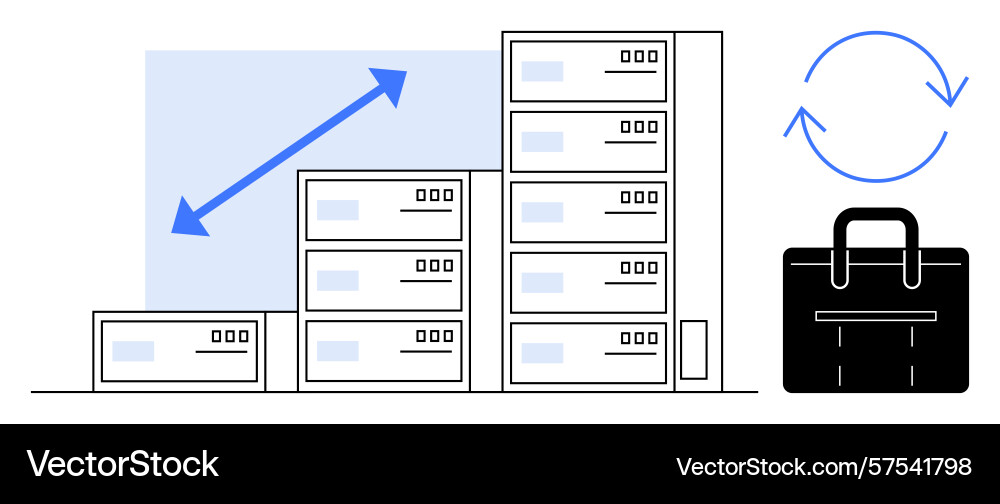 Data storage scaling with growth and backup cycle Data storage scaling with growth and backup cycle vector image