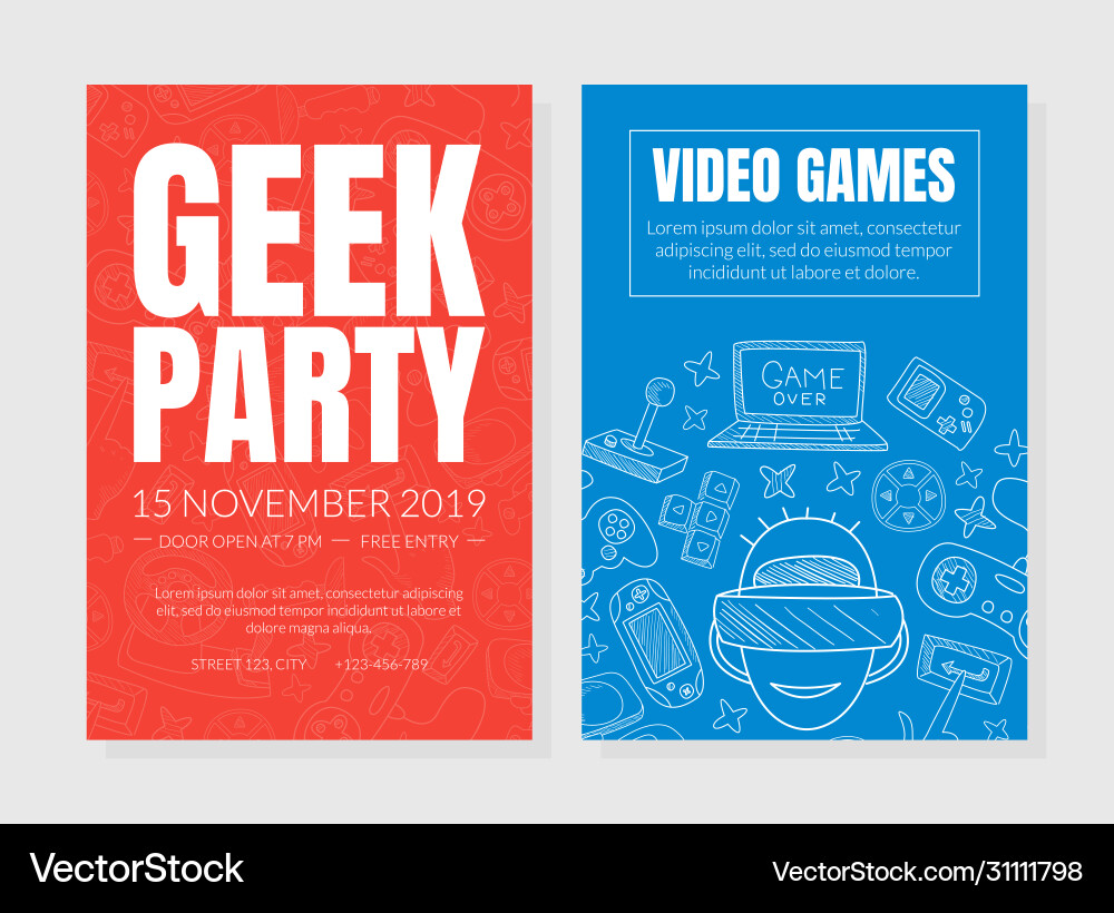 Invitation to a geek party with pattern from Vector Image