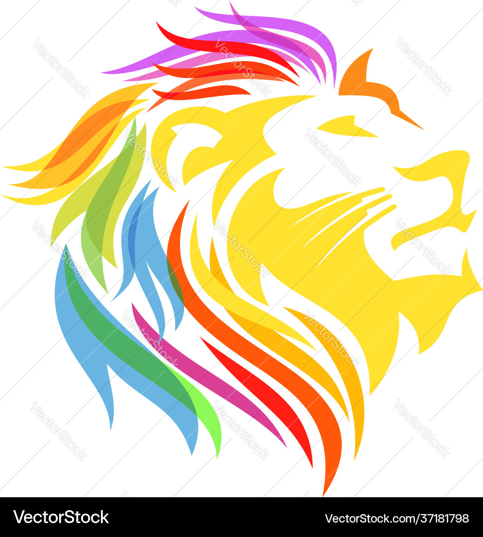 Lion Logo Emblem - Colorful & Bold Vector Image