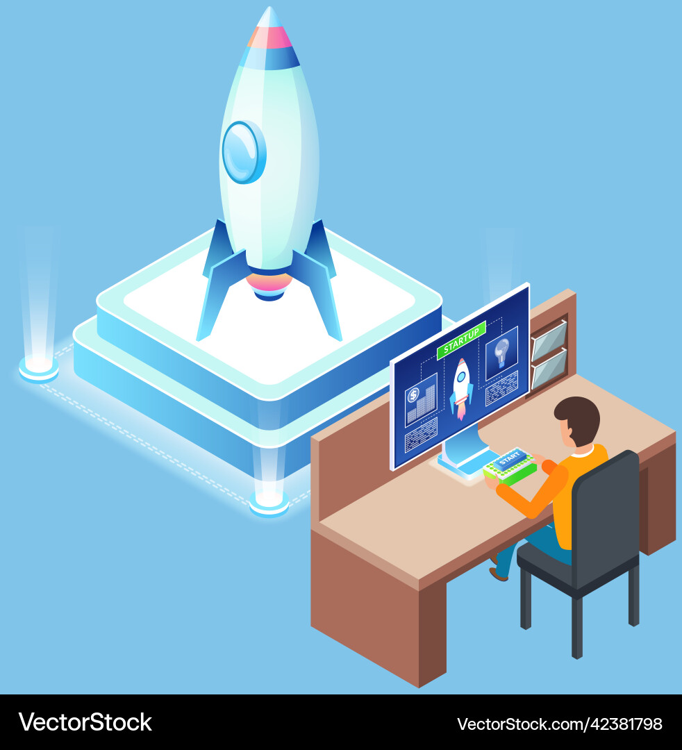 Man working on development and investment Man working on development and investment vector image