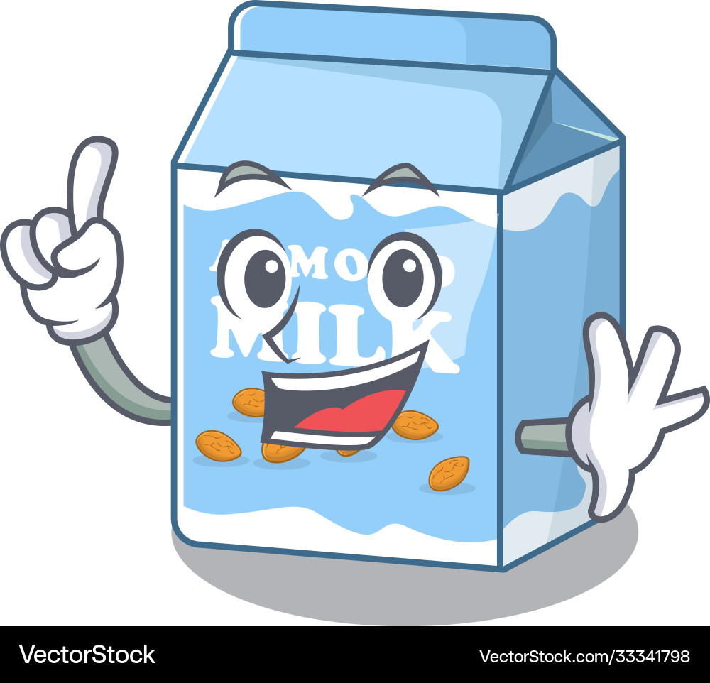 Mascot Cartoon Konzept Mandelmilch in einem Finger Mascot Cartoon Konzept Mandelmilch in einem Finger vektorbild