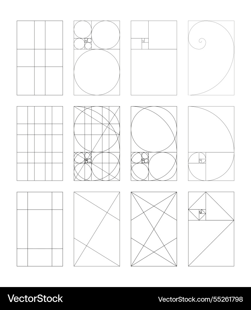 Method golden section fibonacci array numbers vector image