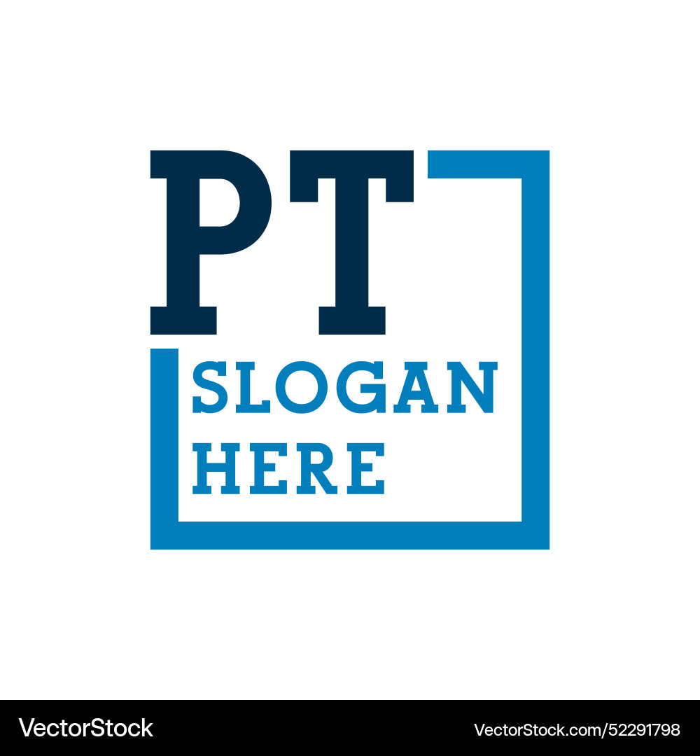 Minimal initials logo letters p and t pt initial Vector Image