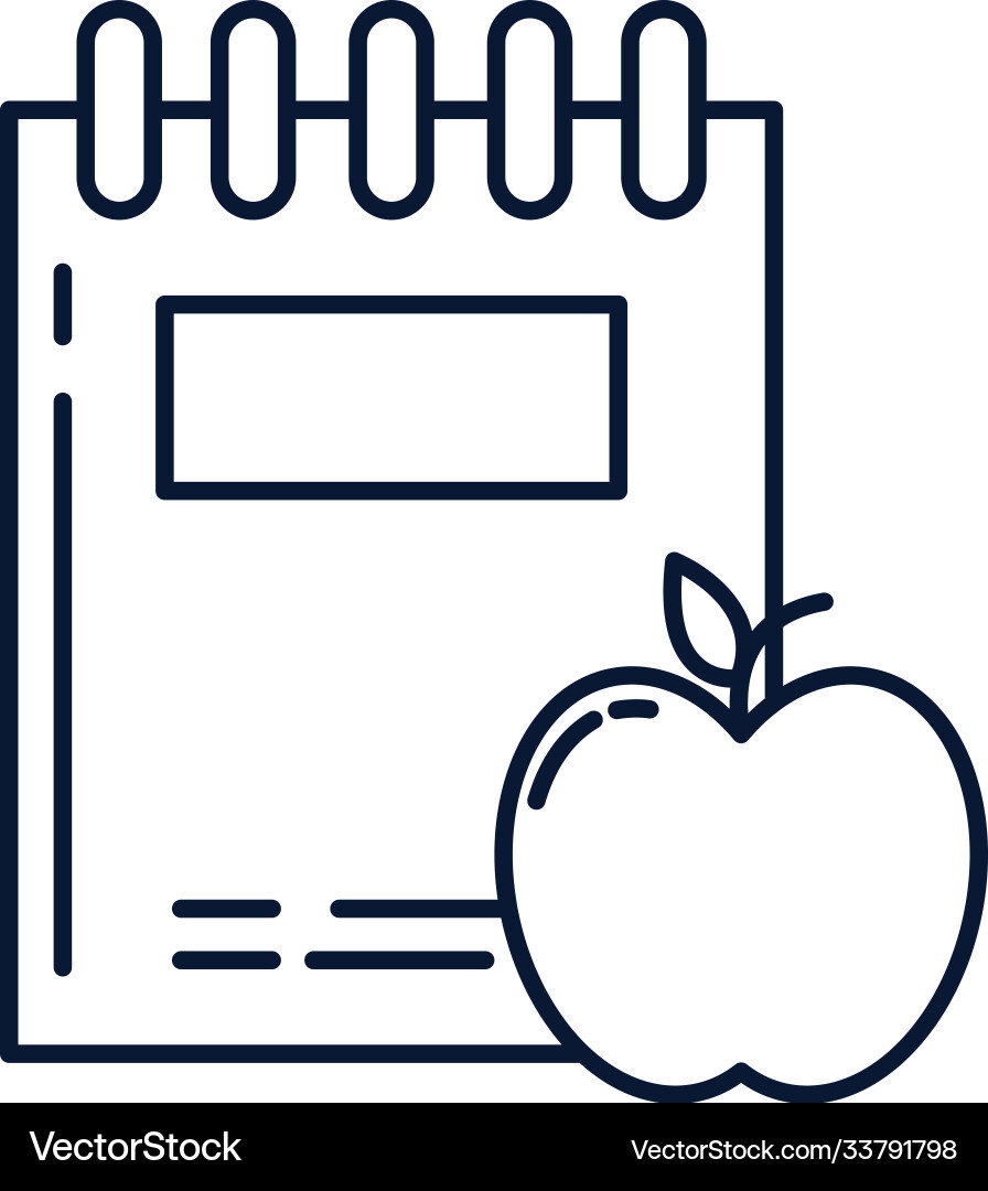 Notebook with apple line style icon Vector Image