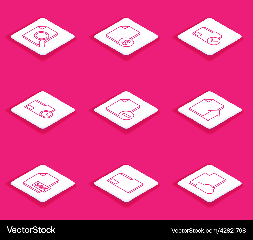 Set line document with search finance Set line document with search finance vector image