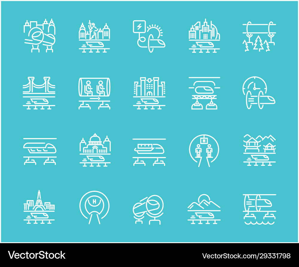 Set line icons hyperloop Set line icons hyperloop vector image