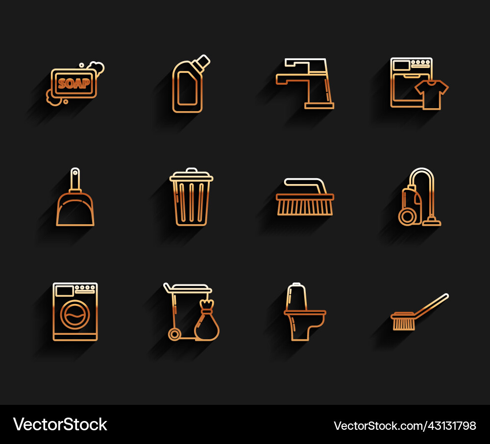 Set line washer trash can bar of soap with foam Vector Image