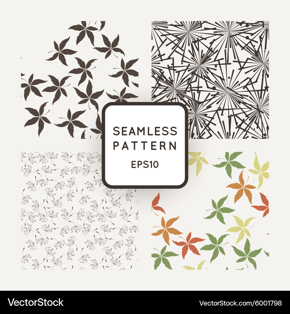 Set of seamless patterns with dandelion vector image