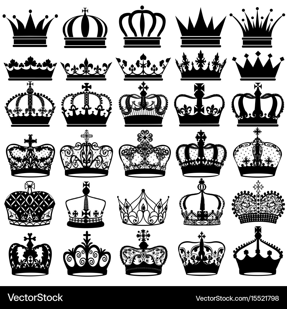 Vintage Crown Silhouettes Vector Image