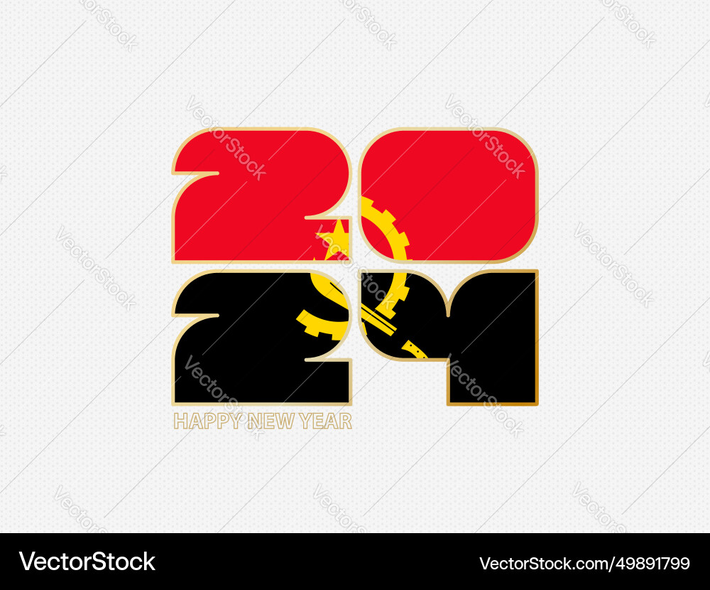 Abstract numbers 2024 with flag of angola vector image