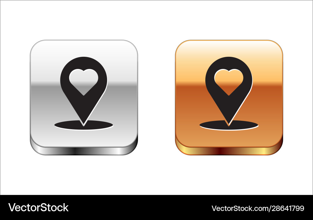 Black map pointer with heart icon isolated Black map pointer with heart icon isolated vector image