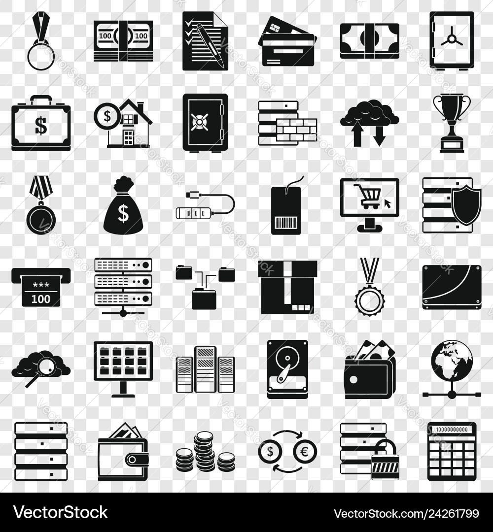 Business icons set simple style Business icons set simple style vector image