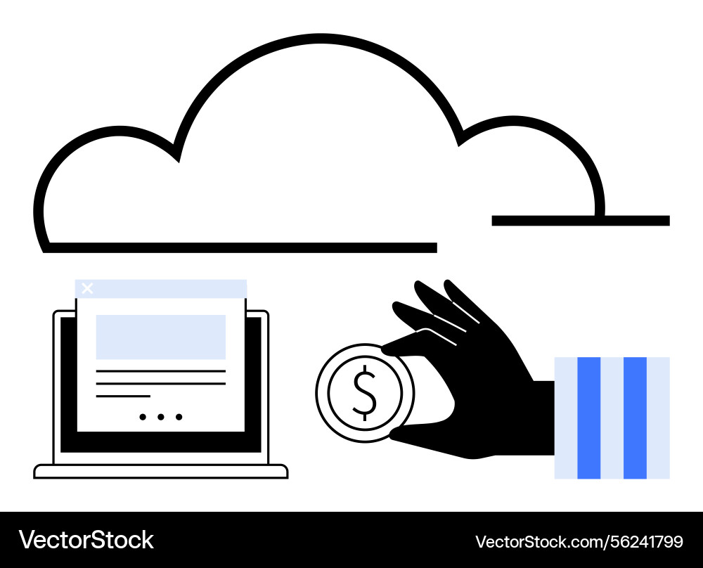 Cloud computing with online transactions Cloud computing with online transactions vector image