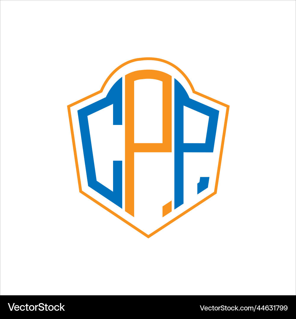 Cpp abstract monogram shield logo design on white vector image