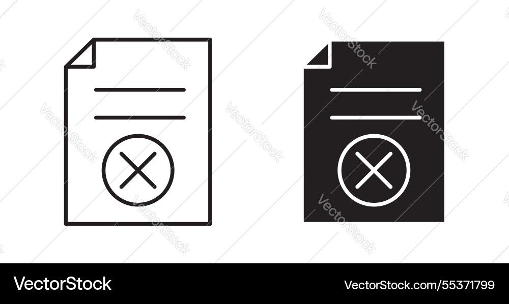 Delete document icon set in thin line for web Delete document icon set in thin line for web vector image