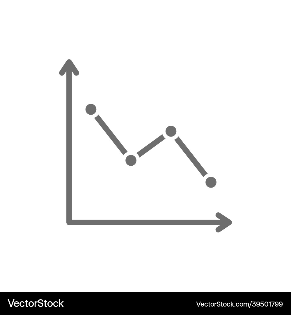 Down graph analyzing chart patterns grey icon vector image