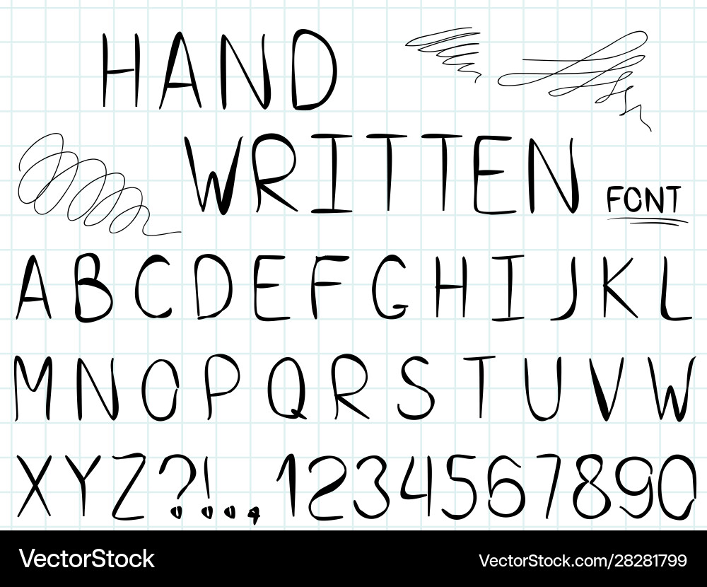 Handwritten Font & Alphabet Set vector image