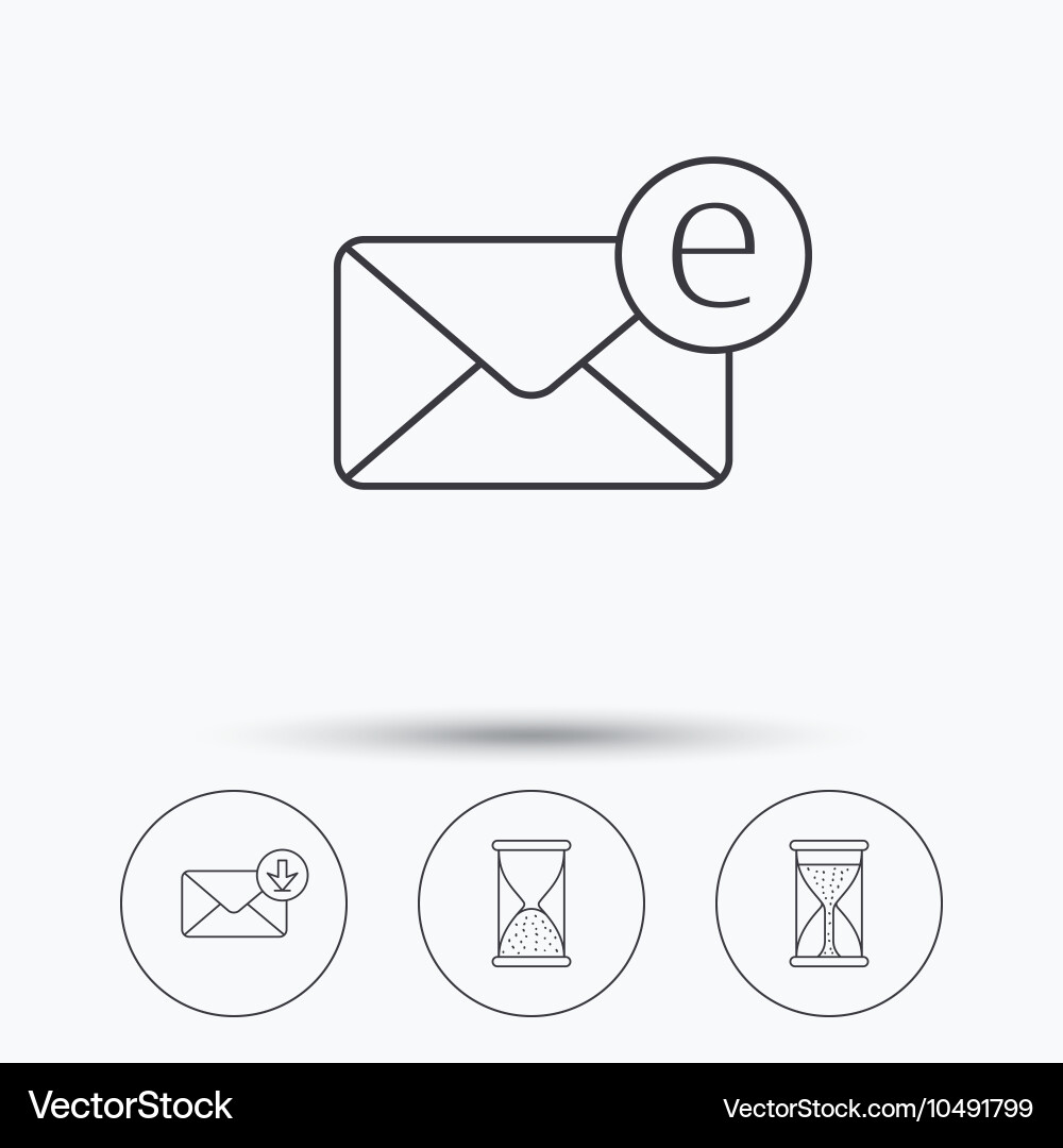 Hourglass inbox mail and e-mail icons Vector Image