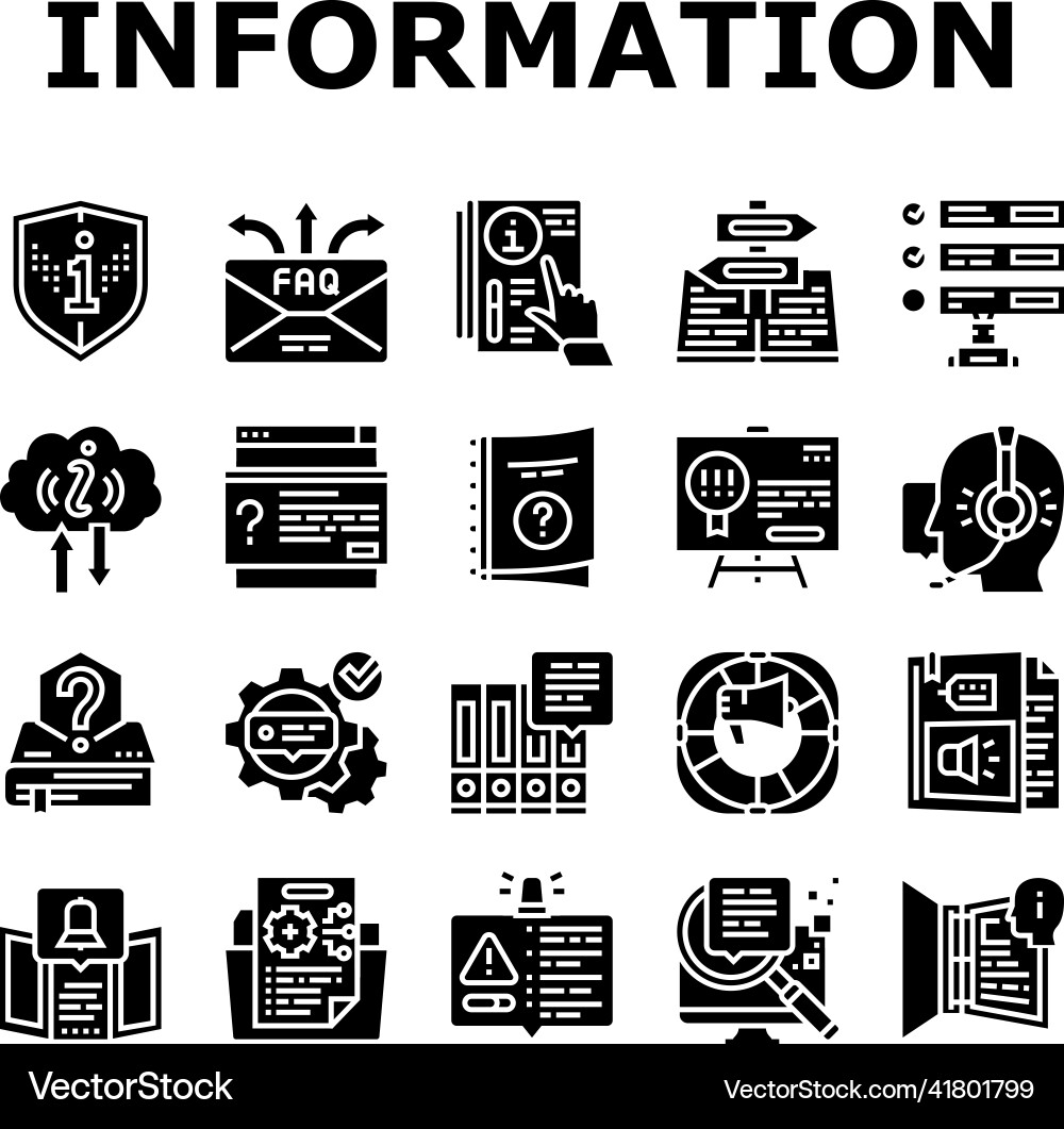 Information and client supporting icons set Information and client supporting icons set vector image