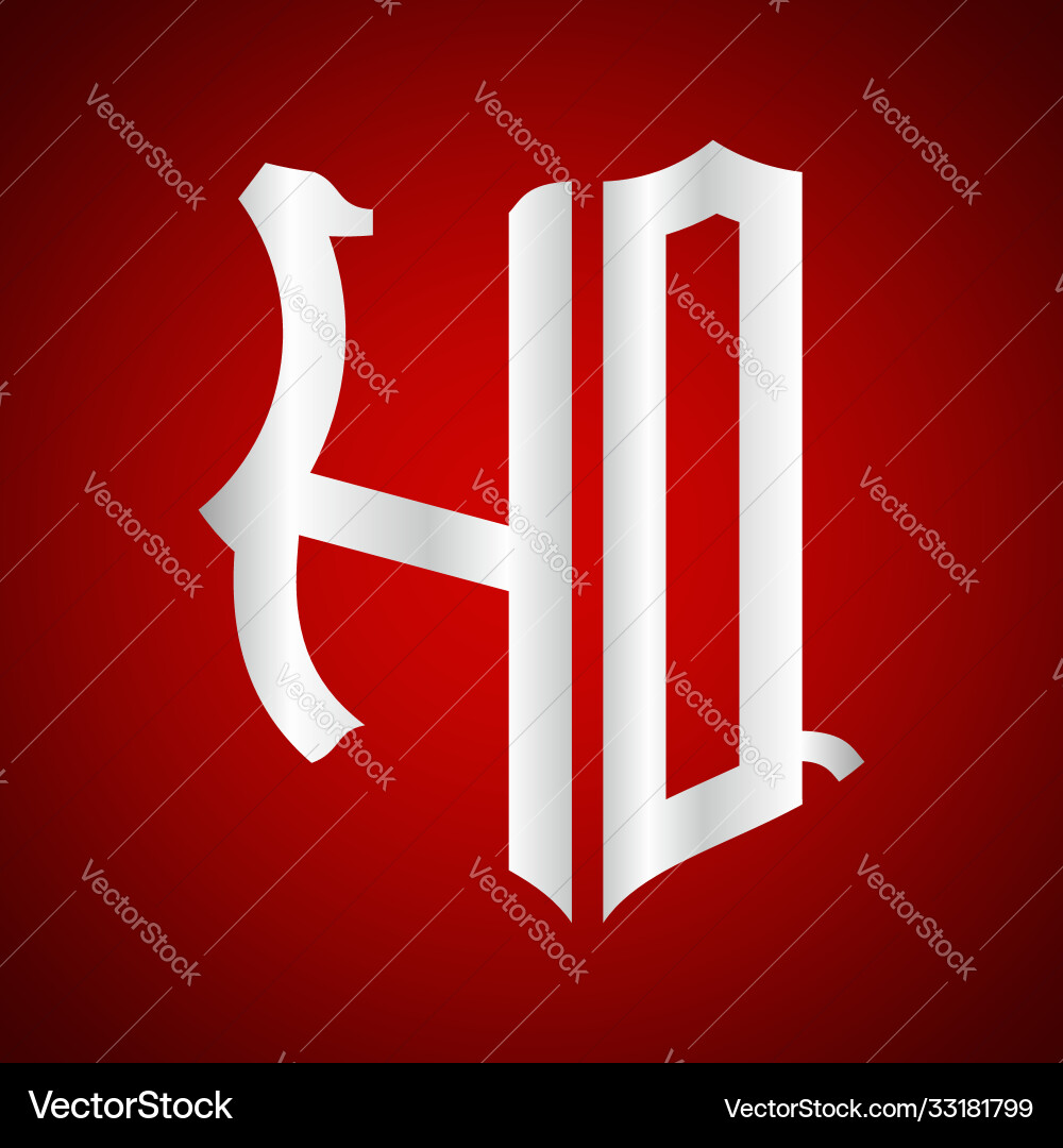 Initials h q shield shape with silver color Initials h q shield shape with silver color Vector Image