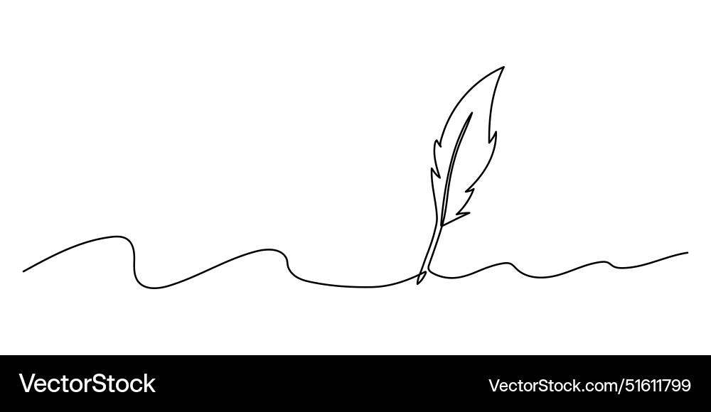 Isolated bird feather with one line the loop Isolated bird feather with one line the loop vector image